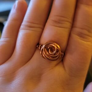 Handcrafted Copper Wire Wrapped Rose Ring Size 8